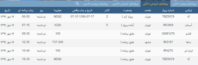 پرواز&zwnj;های دوشنبه ۱۷ مهر ماه از فرودگاه بین المللی ارومیه