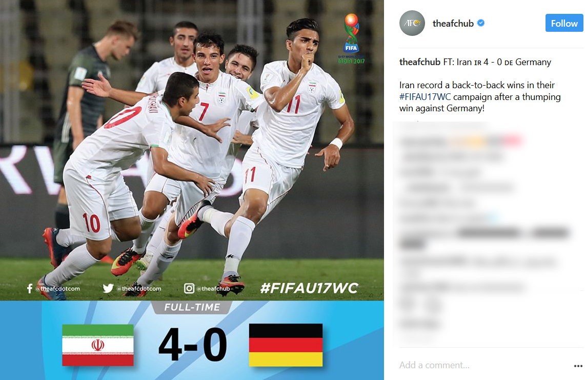 واکنش اینستاگرامی AFC به برد پرگل تیم ملی کشورمان+عکس