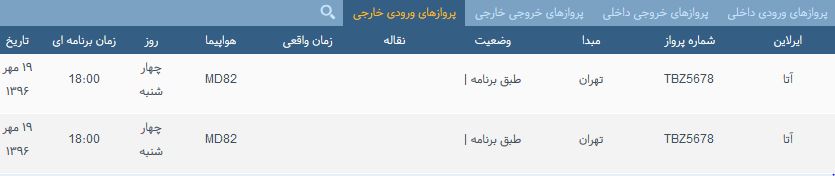 پرواز&zwnj;های چهارشنبه ۱۹ مهر ماه از فرودگاه بین المللی ارومیه