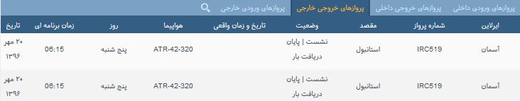 پرواز&zwnj;های پنج شنبه ۲۰ مهر ماه از فرودگاه بین المللی ارومیه