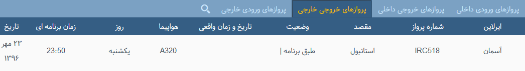 پرواز&zwnj;های یکشنبه ۲۳ مهر ماه  از فرودگاه بین المللی ارومیه