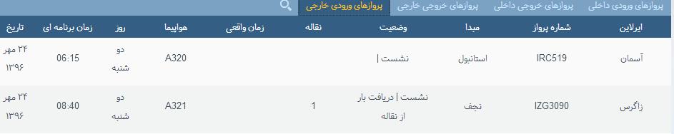 پرواز&zwnj;های دوشنبه ۲۴ مهر ماه از فرودگاه بین المللی ارومیه