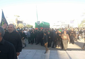 تشییع پیکر مادر طلبه شهید در بافق
