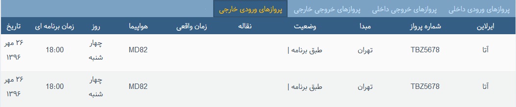 پرواز&zwnj;های چهار شنبه ۲۶ مهر ماه از فرودگاه بین المللی ارومیه