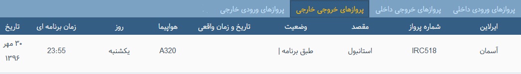 پرواز&zwnj;های یکشنبه ۳۰ مهر ماه از فرودگاه بین المللی ارومیه