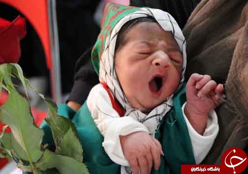 به تن كردن لباس عزای محرم بر تن نوزادان یک روزه بیمارستان روحانی بابل + تصاویر