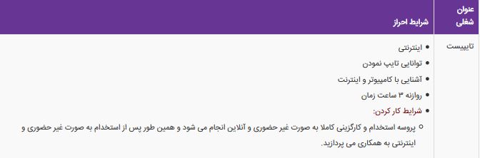 استخدام تایپیست اینترنتی