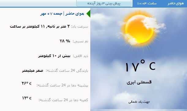 وضع هوای ارومیه جمعه ۷ مهر