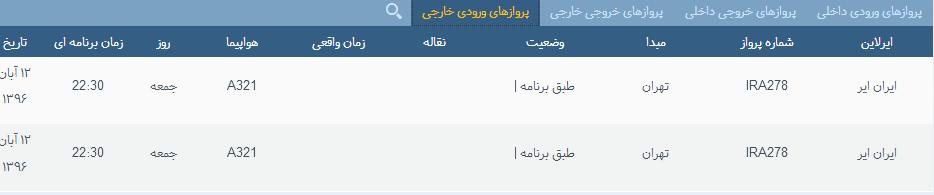 پرواز&zwnj;های جمعه ۱۲ آبان از فرودگاه بین المللی ارومیه