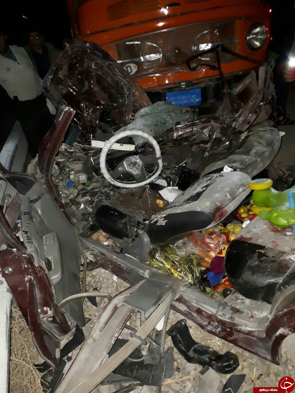 شاخ به شاخ شدن مرگبار کامیون با پراید + تصاویر