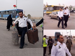 خدمات رسانی پرسنل  پلیس راه ایلام به زائرین