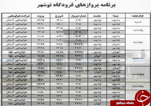 پرواز&zwnj;های چهارشنبه ۱۷ آبان از فرودگاه&zwnj; های مازندران