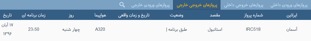 پرواز&zwnj;های چهارشنبه ۱۷ آبان ماه از فرودگاه بین المللی ارومیه