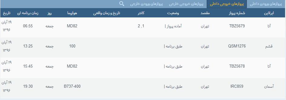 پرواز&zwnj;های جمعه ۱۹ آبان ماه از فرودگاه بین المللی ارومیه