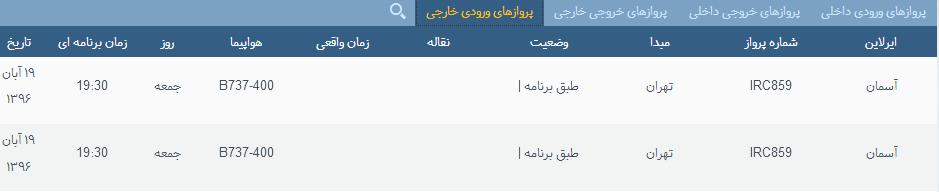 پرواز&zwnj;های جمعه ۱۹ آبان ماه از فرودگاه بین المللی ارومیه