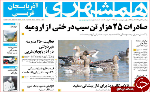 نیم صفحه نخست روزنامه های استانی؛