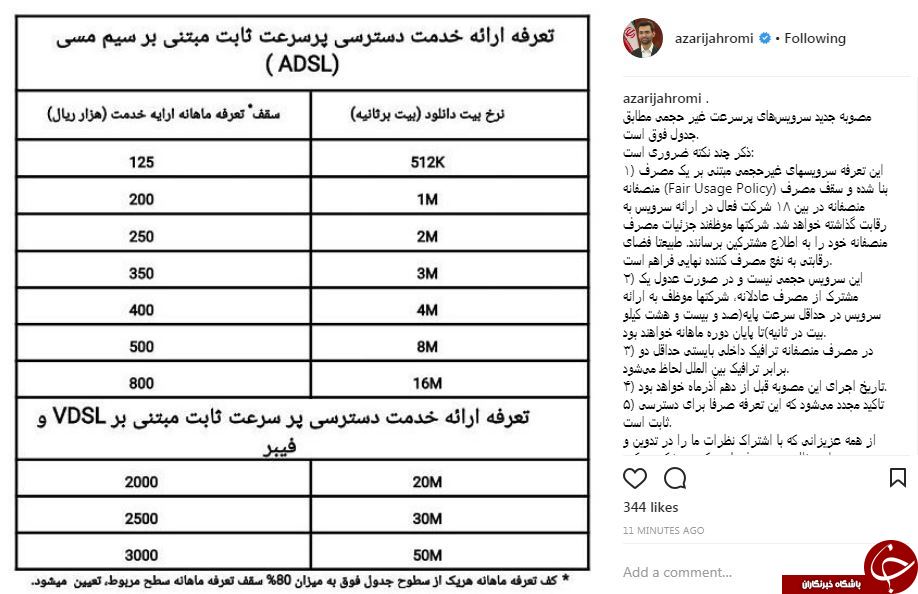 مصوبه جدید سرویس های اینترنت پرسرعت غیر حجمی