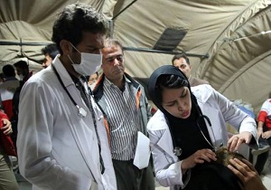 حضور تیم امدادی دانشگاه علوم پزشکی شاهرود در مناطق زلزله زده