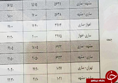 پرواز&zwnj;های جمعه ۲۶ آبان از فرودگاه&zwnj;های مازندران