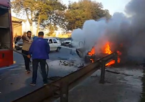 انفجار کپسول گاز باعث آتش‌سوزی پیکان شد + فیلم