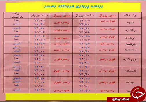 پرواز&zwnj;های دوشنبه ۸ آبان از فرودگاه&zwnj;های مازندران