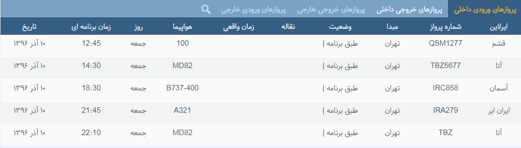 پرواز&zwnj;های جمعه ۱۰ آذر ماه از فرودگاه بین المللی ارومیه