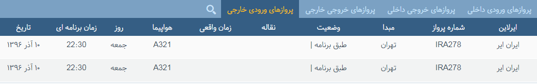 پرواز&zwnj;های جمعه ۱۰ آذر ماه از فرودگاه بین المللی ارومیه