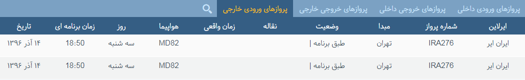 پرواز&zwnj;های سه شنبه ۱۴ آذر ماه از فرودگاه بین المللی ارومیه