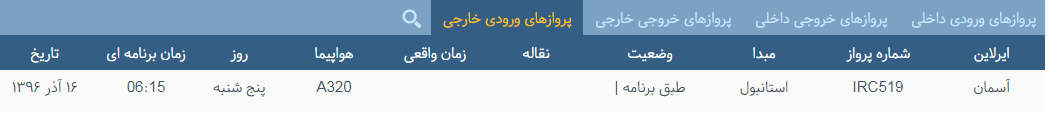 پرواز&zwnj;های پنج شنبه ۱۶ آذر ماه از فرودگاه بین المللی ارومیه