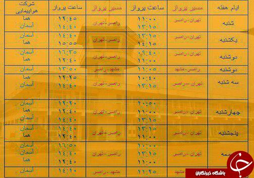 پرواز&zwnj;های شنبه ۱۸ آذر از فرودگاه&zwnj; های مازندران