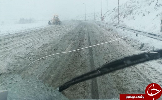 بارش برف در گردنه اسد&zwnj;آباد + تصاویر