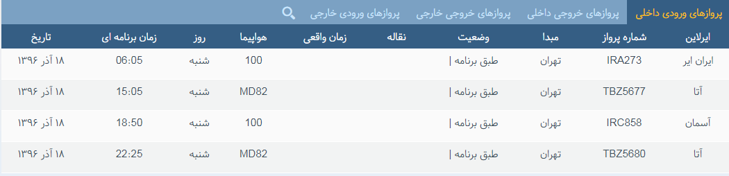پرواز&zwnj;های شنبه ۱۸ آذر ماه از فرودگاه بین المللی ارومیه