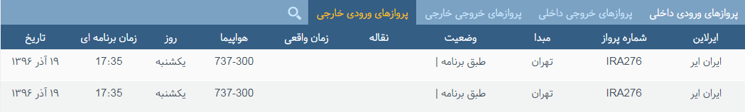 پرواز&zwnj;های یکشنبه ۱۹ آذر ماه از فرودگاه بین المللی ارومیه