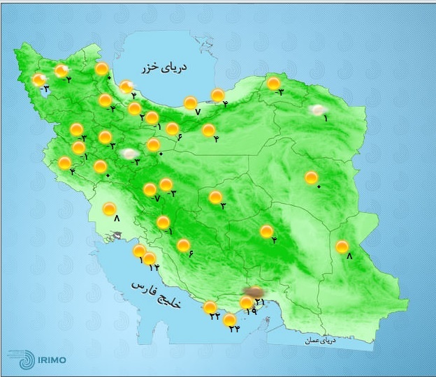هوای صاف و آفتابی در برخی مناطق کشور+ جدول