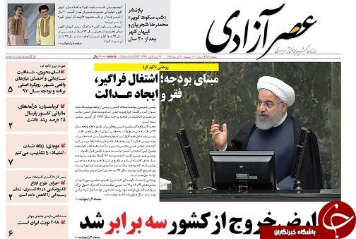 صفحه نخست روزنامه استان&zwnj;آذربایجان شرقی دوشنبه 20 آذر ماه