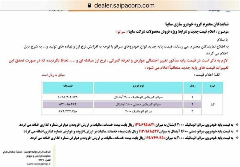 سایپا سراتو را 14 میلیون گران کرد+ جزئیات