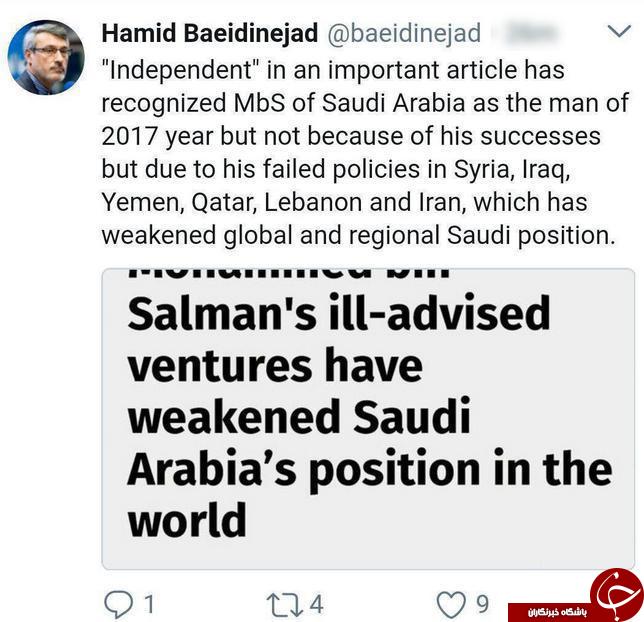 واکنش بعیدی&zwnj;نژاد به مقاله ایندیپندنت درباره ولیعهد عربستان