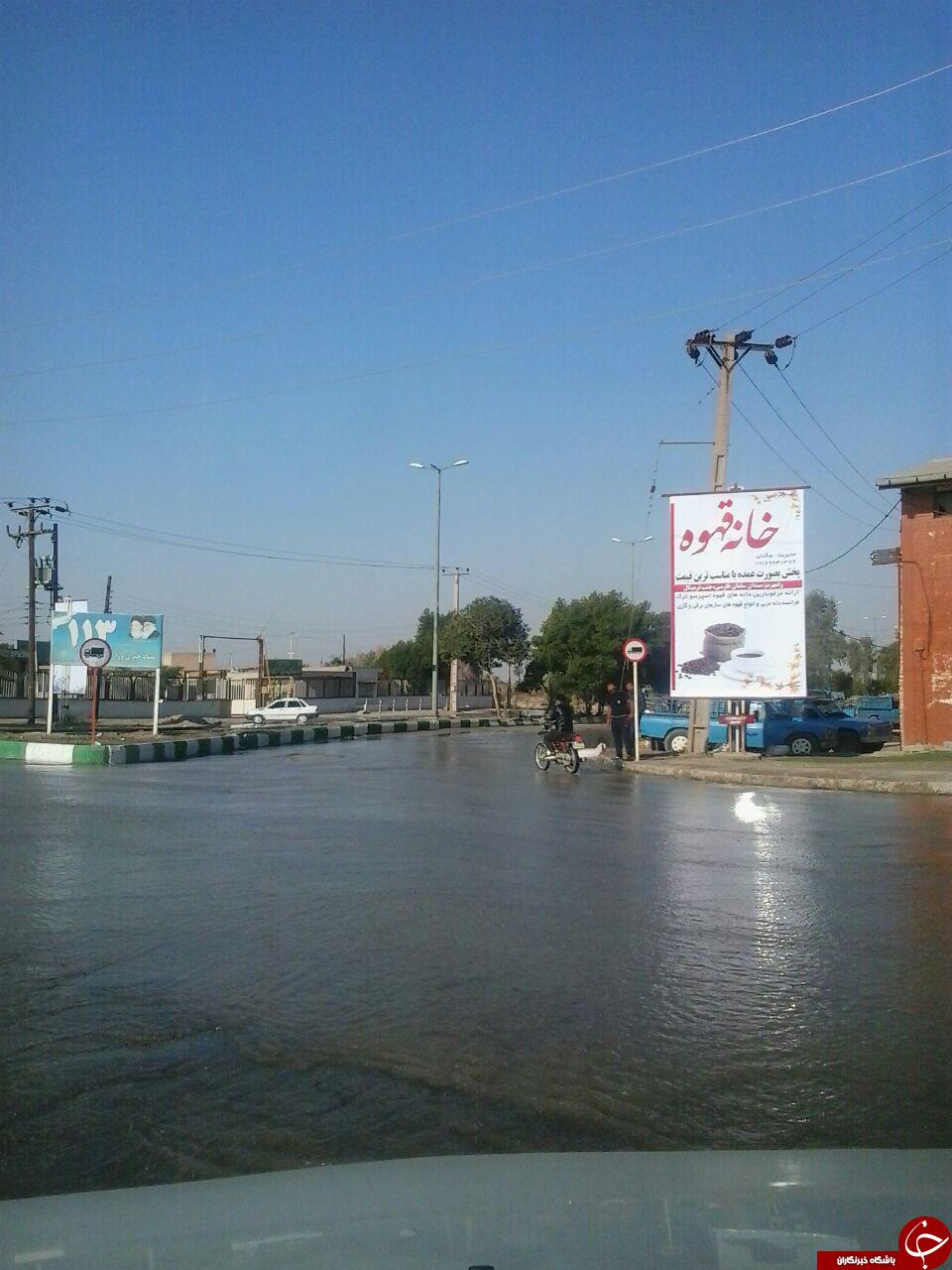 هدر رفت آب کشاورزی در ورودی شهرستان رامهرمز + تصاویر