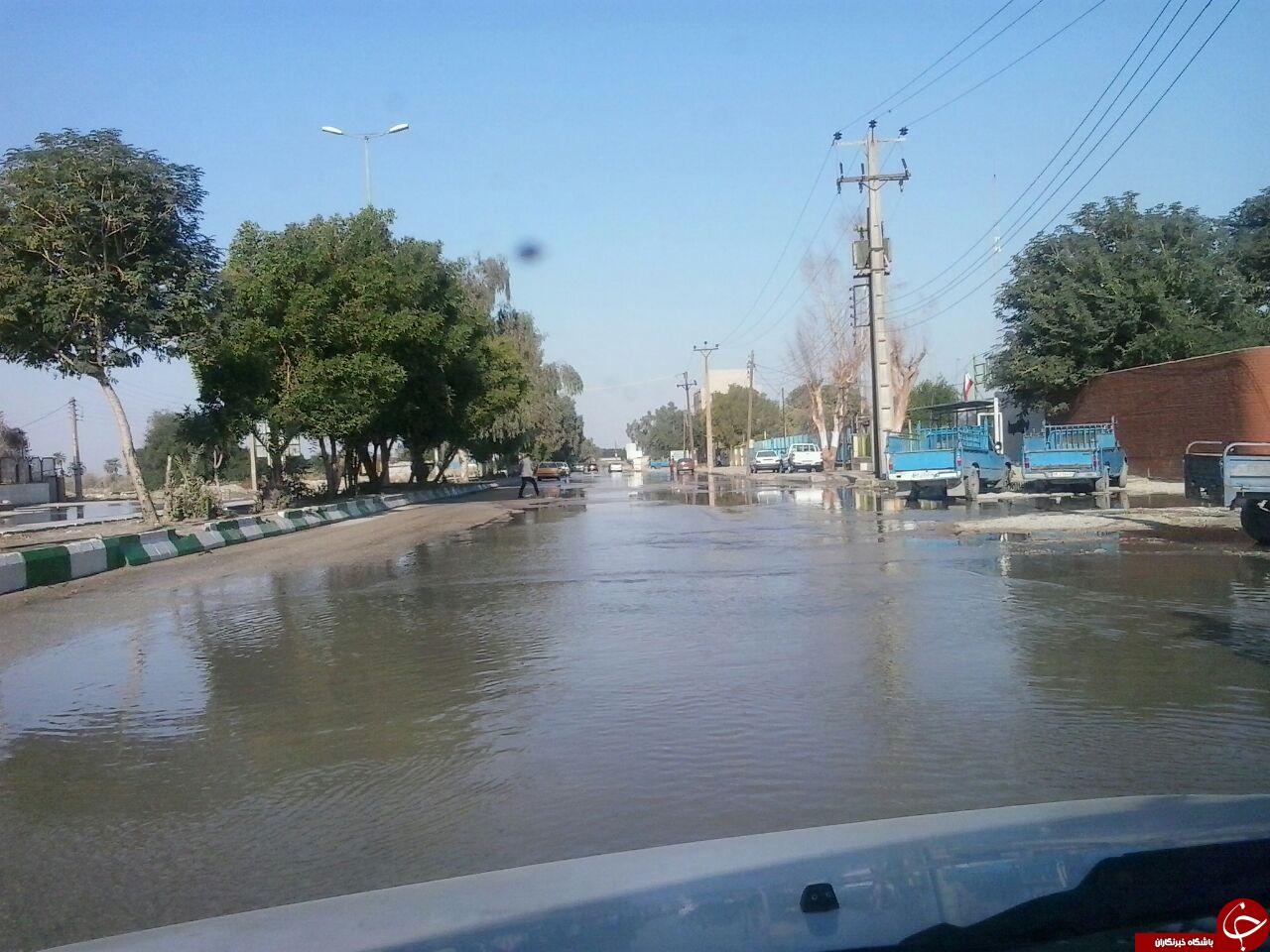 هدر رفت آب کشاورزی در ورودی شهرستان رامهرمز + تصاویر