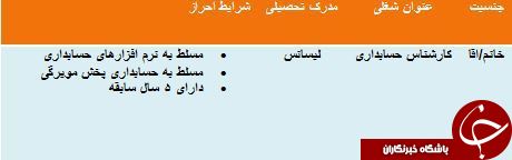 استخدام کارشناس حسابداری