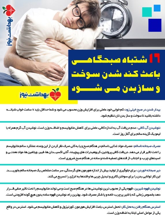 6 اشتباه صبحگاهی که باعث کند شدن سوخت و ساز بدن می شود 6 اشتباه صبحگاهی که باعث کند شدن سوخت و ساز بدن می شود