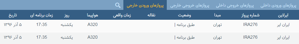 پرواز&zwnj;های یکشنبه ۵ آذر ماه از فرودگاه بین المللی ارومیه