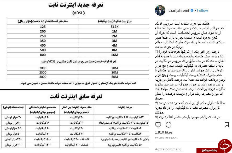 تفاوت های نظام تعرفه ای سابق و جدید اینترنت + اینستاپست