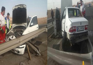 برخورد پژو با گاردیل حادثه ساز شد
