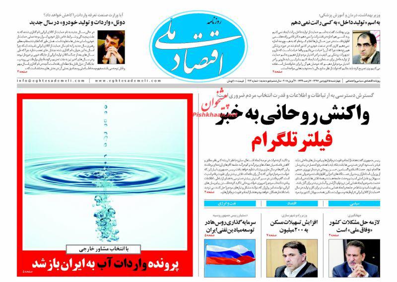صفحه نخست روزنامه های اقتصادی 15 فروردین ماه