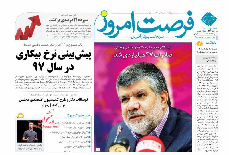 صفحه نخست روزنامه های اقتصادی 16 فروردین ماه