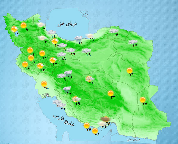 وزش باد شدید موقتی و رگبار باران در 3 بخش کشور+جدول
