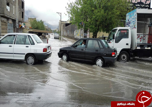 تصاویر آبگرفتگی معابر در خرم آباد براثر بارش باران بهاری
