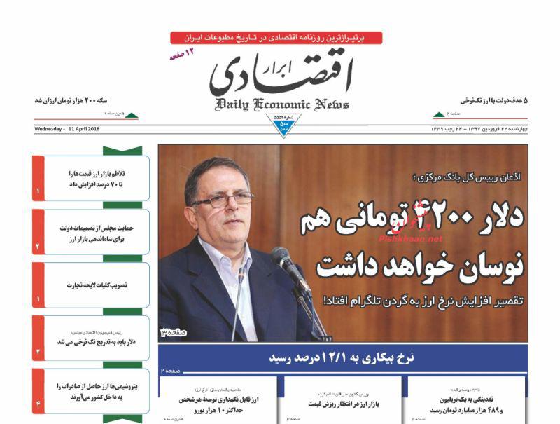 صفحه نخست روزنامه های اقتصادی 22 فروردین ماه
