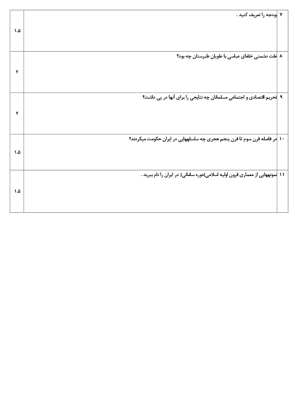 نمونه سوالات اجتماعی هشتم